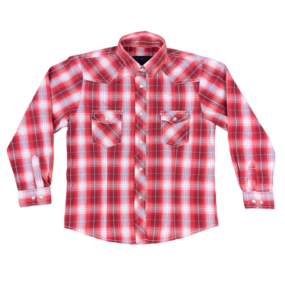 Cowgirl Legend Other - Cowgirl Legend Girls XL Western Pearl Snap Plaid Shirt Red Rodeo Cowgirl